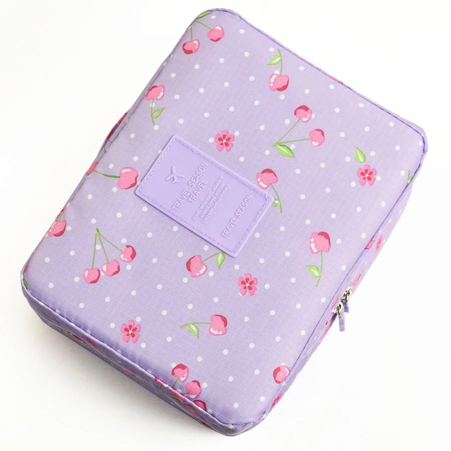 Purple Cherries Bag Женская туристическая организация, красота, косметичка для хранения косметики, милые дамские моющиеся сумки, сумочка, сумка, аксессуары, товары - Цвет: Purple Cherries Bag