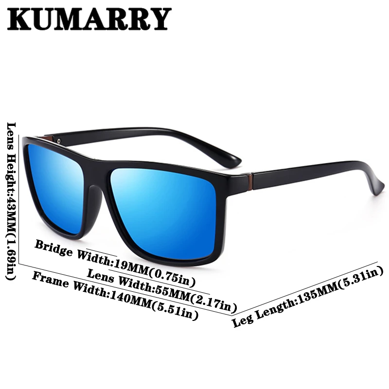 KUMARRY квадратные поляризованные мужские классические солнцезащитные очки