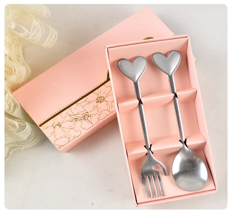 

2018 NEW Stainless steel spoon Personalized romantic couples heart-shaped fork spoon suit / finger utensils 10 SET/LOT