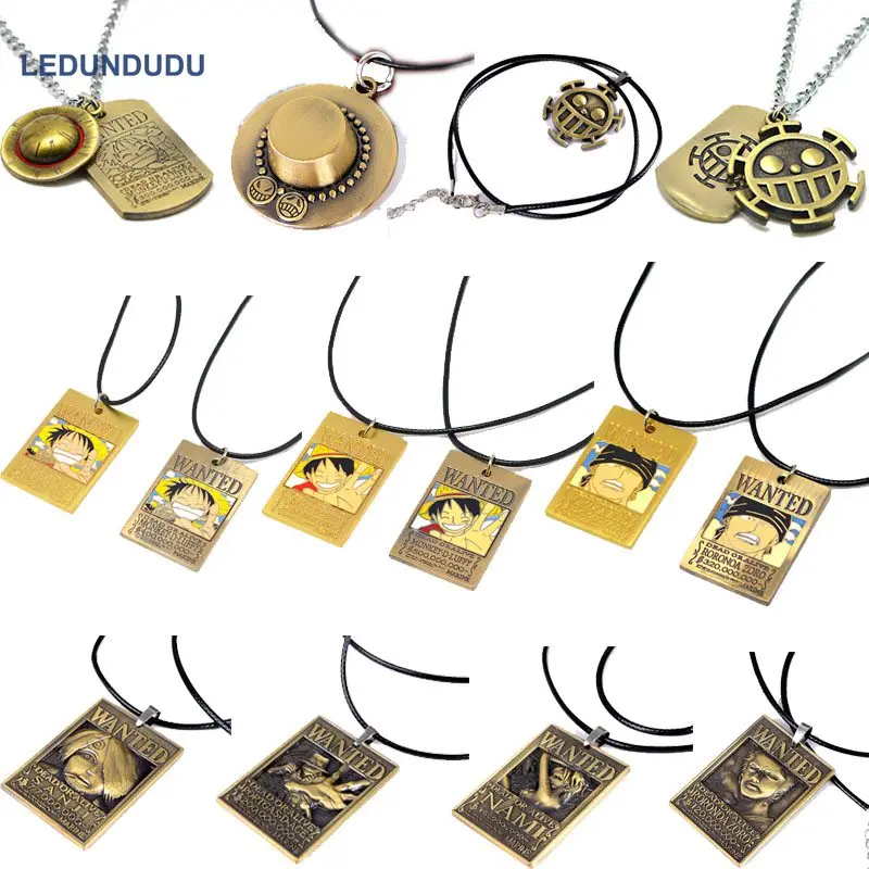 

Anime Cosplay Luffy Wanted Necklace Charm Fashion Collectible Jewelry Nami Roronoa Zoro Trafalgar Law Pendants