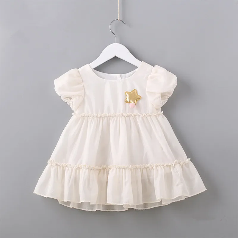Новинка весна шифоновое платье для маленьких девочек летнее со Звездной