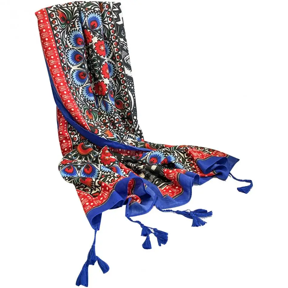 Этнический Boho Летний Тонкий пляжный шарф для поездок, женский шарф с бахромой большого размера, шаль, шарф для морского отдыха, Солнцезащитный пляжный