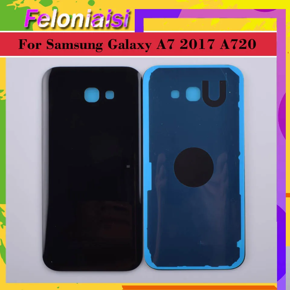 Для Samsung Galaxy A7 A720 A720F SM-A720F корпус батарея Дверь задняя Задняя стеклянная крышка корпус Корпус Замена
