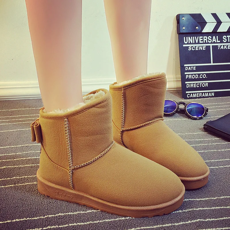 Женские зимние модные однотонные ботинки для снежной погоды 2018 женские