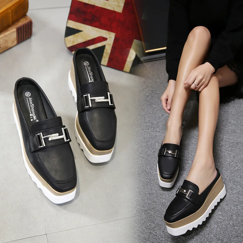 Женские сандалии на толстой подошве Шлёпанцы танкетке с квадратным носком