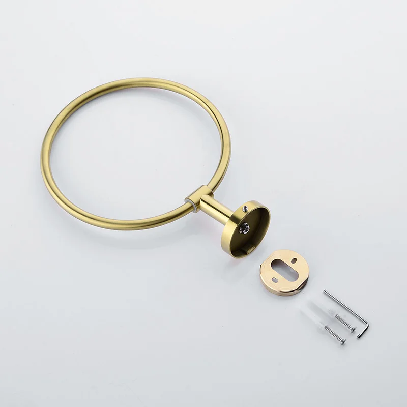 Полотенца кольцо Настенные матовый золотой круглый кольца держатель 304