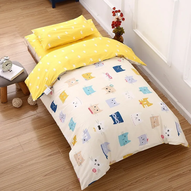 Colorful Cat Детская кровать из трех предметов, постельное белье из чистого хлопка, детское постельное белье, детское Хлопковое одеяло, детские товары, милое одеяло с рисунком, наволочка, покрывало для кровати - Цвет: Colorful Cat