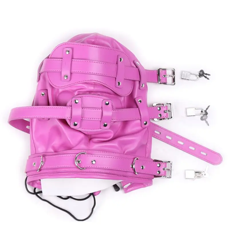 Фетиш маска головной капюшон с закрывающимся повязкой и фаллоимитатором член