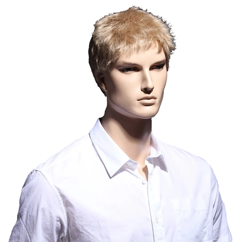 MSI Wigs 6 дюймов короткие прямые парики для мужчин цвет красного вина парик натуральный мужской парик синтетические волокна термостойкие