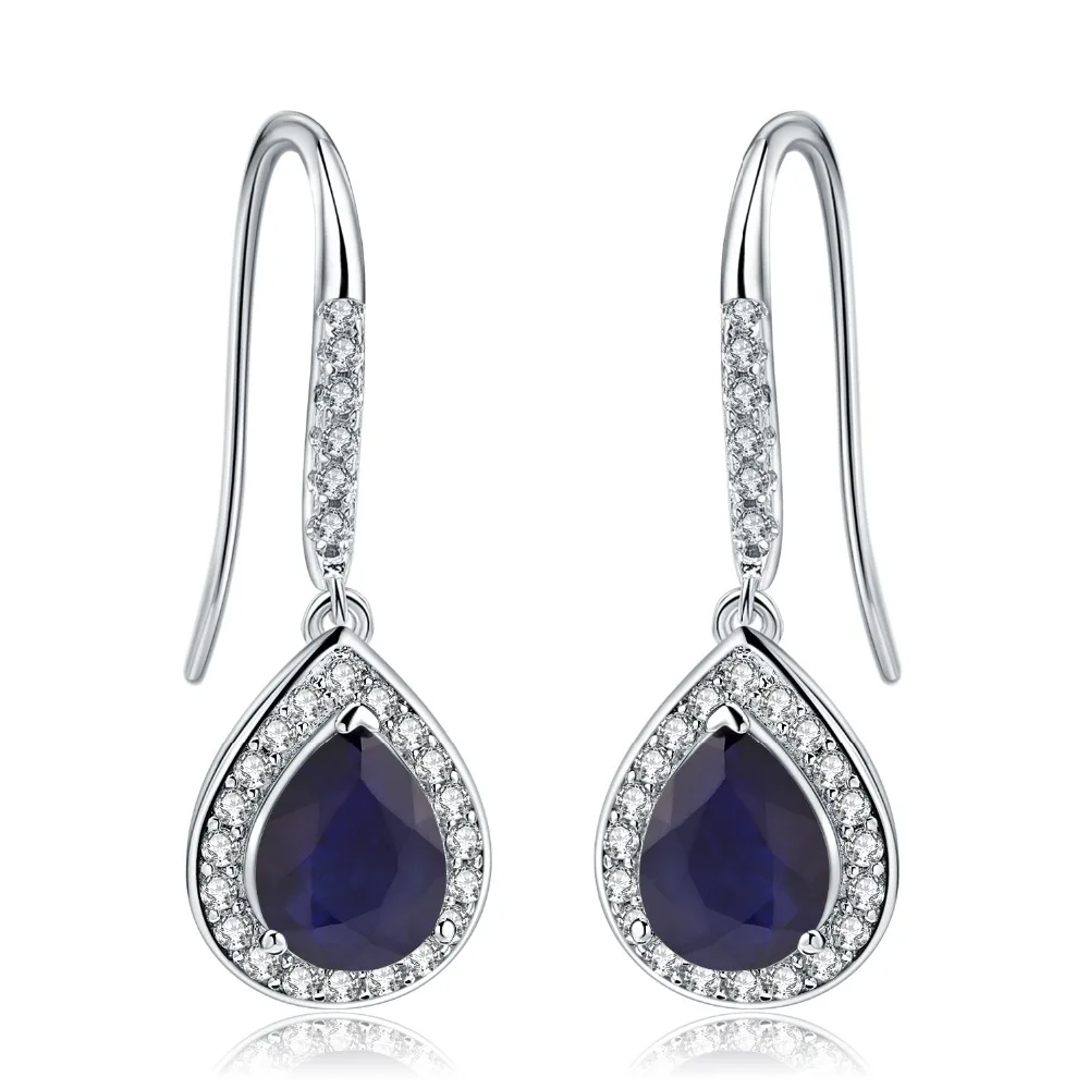 GEM'S BALLET 2.58Ct Natural Blue Sapphire Dangle Earrings Real 925 Sterling Silver Elegant Brincos for Women Party Fine Jewelry |