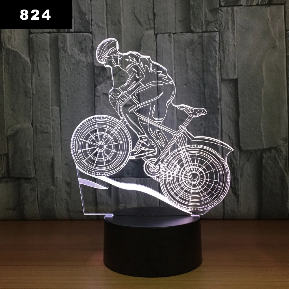 Светодиодный ночник для мотоциклов иллюзия 3D изменение цвета RGB USB/батарея