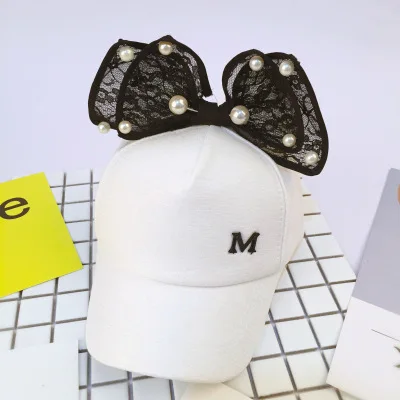 Child cotton Металлическая буква M Lron кольцо розовая Классическая 8 панель женская бейсболка женская Молодежная Snapback высокое качество бант жемчуг детская бейсболка - Цвет: Child cotton