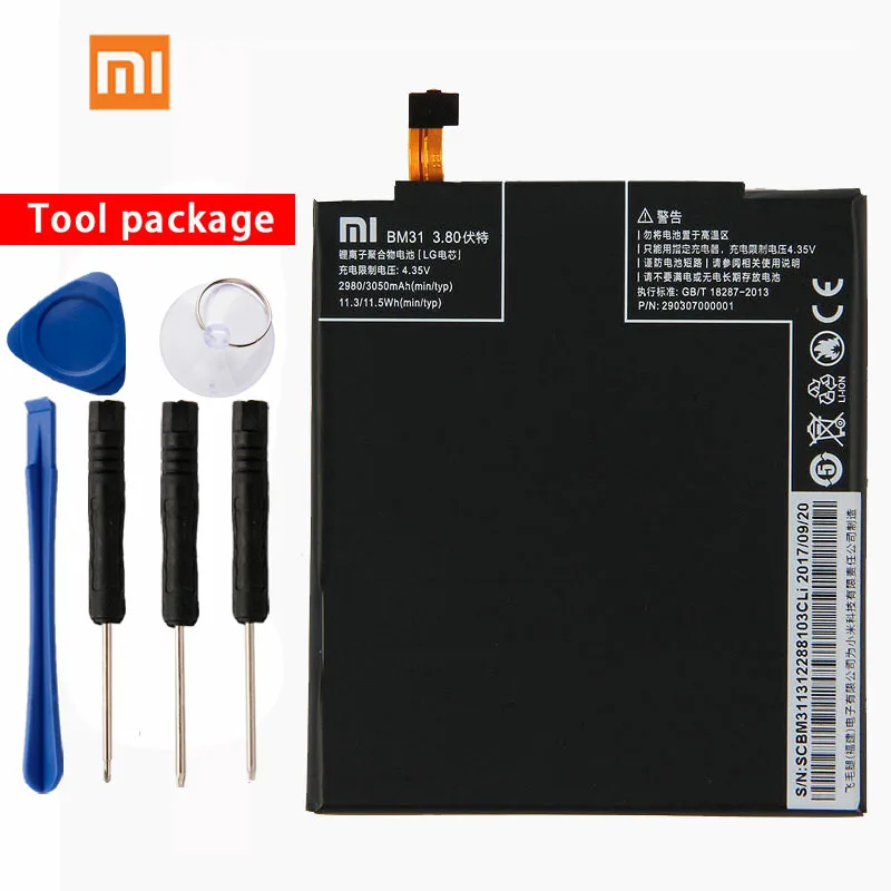 Original Xiaomi High Capacity BM31 Phone battery For Mi3 Mi 3 3050mAh Mobile Replacement Lithium Polymer Battery | Мобильные