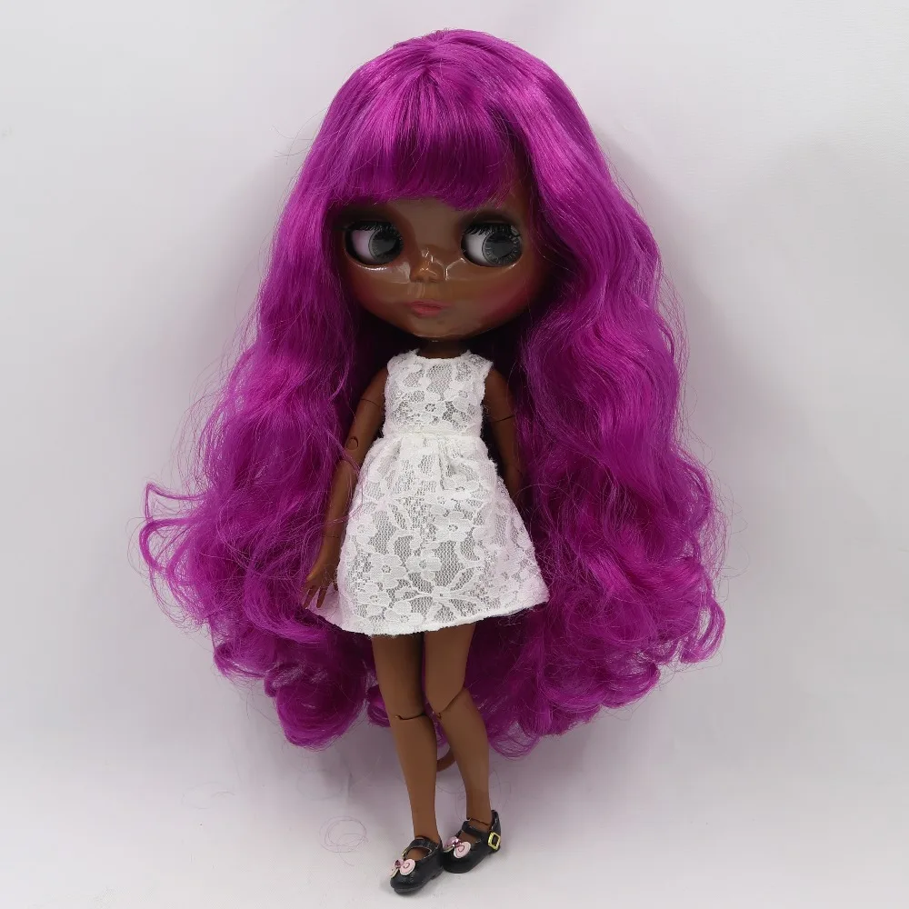 Кукла ледяная DBS Blyth супер черная кожа тон фиолетовый волос сустав тело 1/6 bjd 30 см