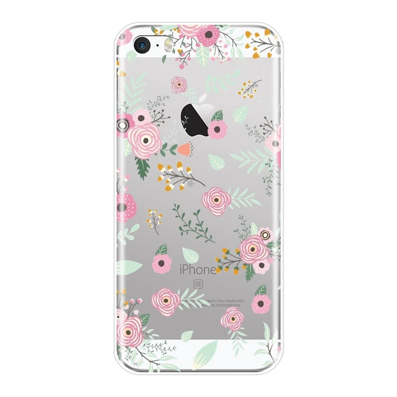 ТПУ розовый цветок Подсолнечник цветочный лист задняя крышка для Apple iPhone 4 4S 5 5C 5S SE