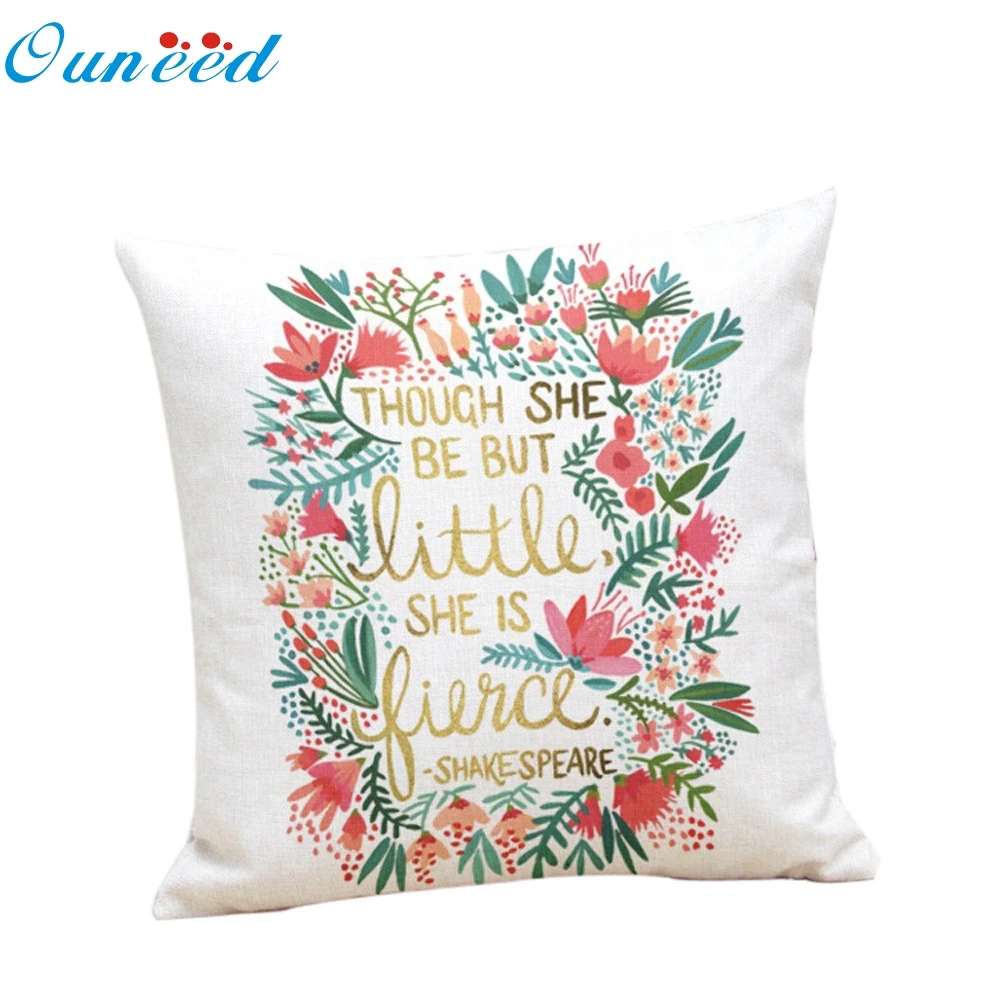 Ouneed чехол для подушки с цветочным принтом и буквенным Мягкий Чехол на подушку