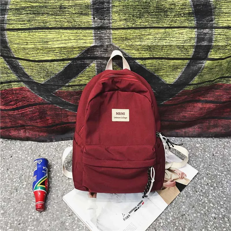 red DCIMOR Однотонный женский рюкзак ретро Модный водонепроницаемый нейлоновый рюкзак школьные сумки для подростков Mochilas дорожные рюкзаки - Цвет: red