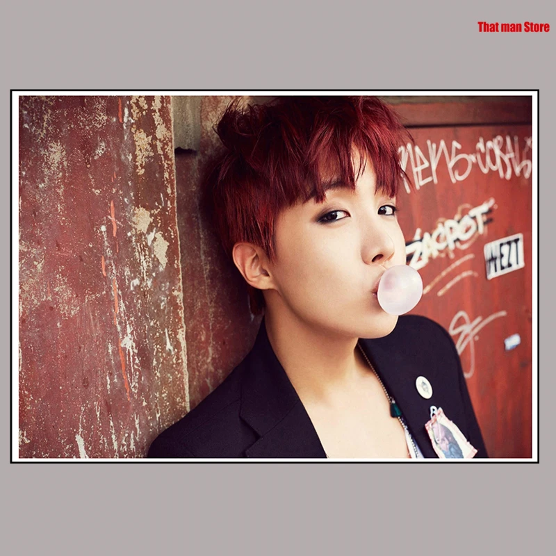 Kpop bangtan Плакаты для мальчиков наклейки на стену белая бумага печать украшение дома 42*30 см - Цвет: Армейский зеленый