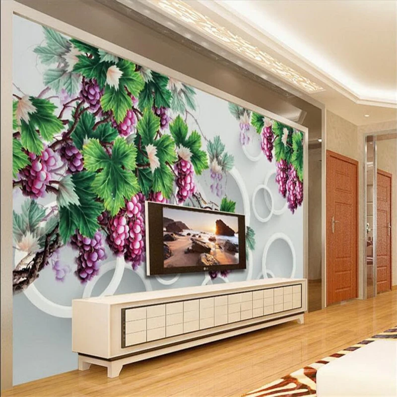 

beibehang Large custom wallpaper 3D hand-painted fruitful grape background wall home decoration