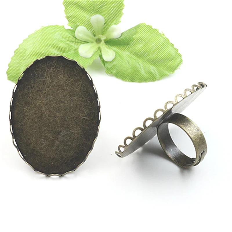 

BoYuTe 10Pcs 6 Colors Oval Cabochon Base 30*40MM Blank Ring Settings, Adjustable Ring Blanks