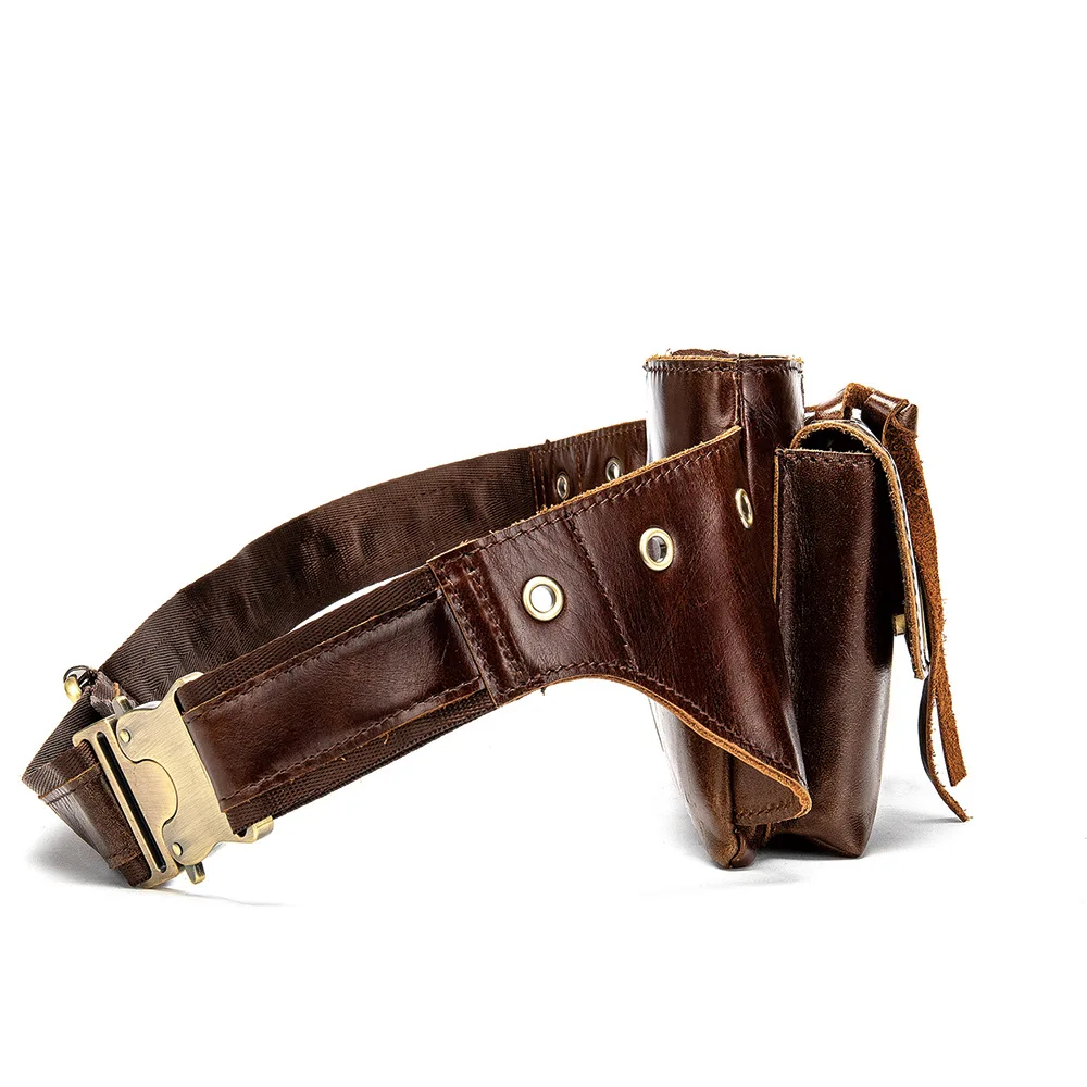 Waist Bag Men Genuine Leather Fanny Pack Fashion Belt Bum Bag Man Phone Pouch Casual Shoulder Chest Bag Mini Waist Hip Back Pack