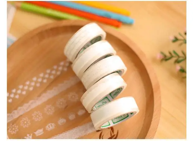 Прозрачное Украшение Diy кружевная лента 10 м корейский подарочный альбом кружево ПВХ декоративная васи лента Diy Школьные Инструменты Papel Скрапбукинг - Цвет: Белый