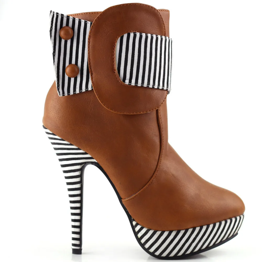 LF30303 двухцветные ботильоны в полоску на платформе | Обувь