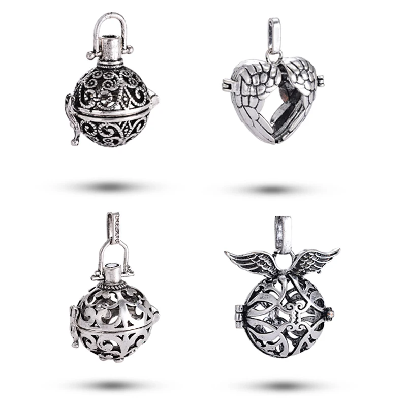 

5pcs Vintage Round Hollow Cage Diffuser Lockets Pendants For DIY Oil Diffusser Necklace or Sound Ball Locket