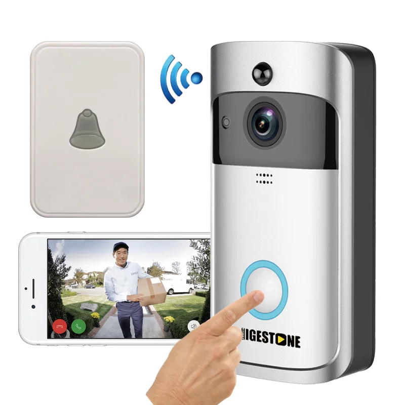 Higestone 720P Умная Беспроводная Видеодверь с Интеркомом, Камера с Датчиком Движения PIR, Ночной Режим, Кольцевой Звонок, Управление через Приложение, Двусторонний Голос.