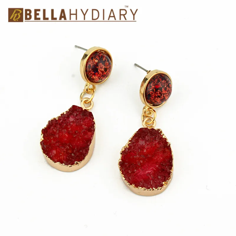 Bijoux, корейские винтажные красные серьги из друзы и смолы, висячие серьги для женщин, ювелирное изделие, массивные Подарки для женщин, аксессуары Brinco