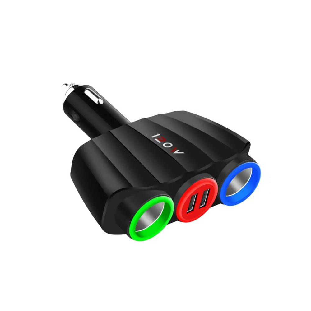 Многофункциональный USB автомобильное беспроводное зарядное устройство 3.1A автомобильный прикуриватель разветвитель розетка светодиодный автомобильный адаптер зарядное устройство автомобильные аксессуары - Название цвета: Черный