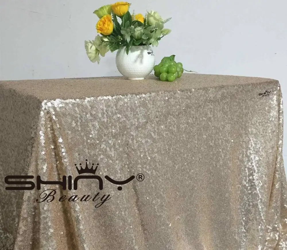 ShinyBeauty 60x102 in-150x260cm, королевский синий/розовый/розовое золото, скатерть с пайетками/скатерть/накладки на стол для свадьбы/вечерние/мероприятия - Цвет: Champagne Gold Color