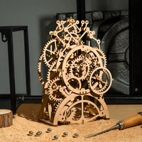 robotime diy 3d wooden mechanical puzzle model building kits laser cutting action by clockwork gift toys for children lglkam
