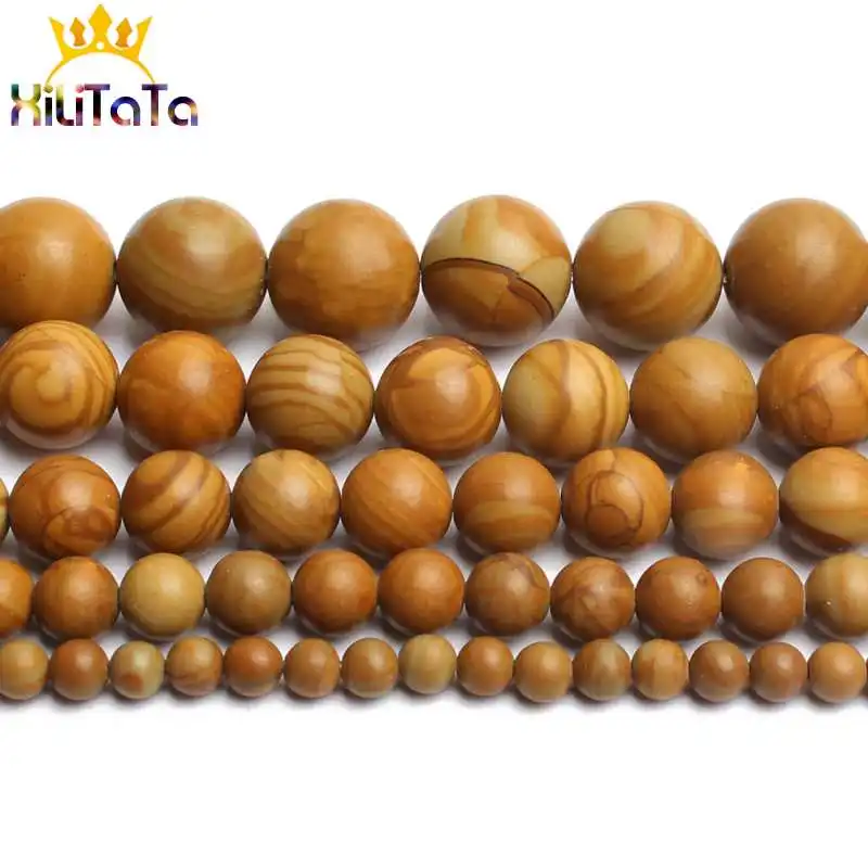 Круглые бусины Natura Wood желтые разделители 15 дюймов 4/6/8/10/12 мм для самостоятельного