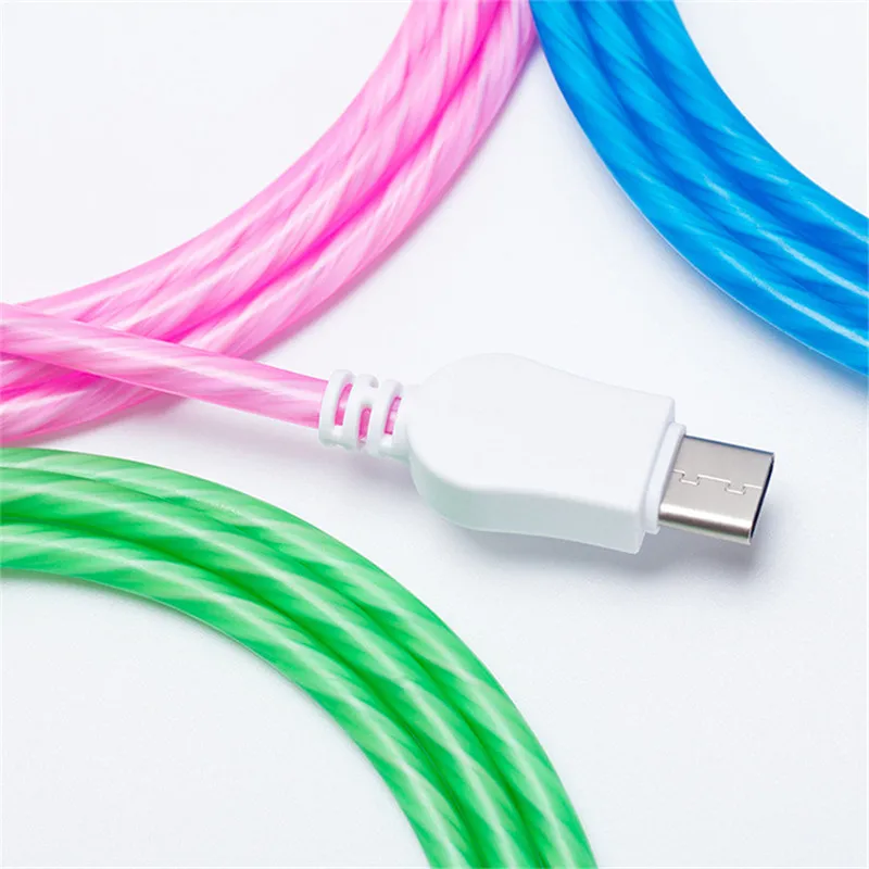 Светящийся USB кабель для передачи данных 2.4A Быстрый Micro usb type C кабель для мобильного телефона для iPhone samsung Galaxy huawei Xiaomi телефонные аксессуары