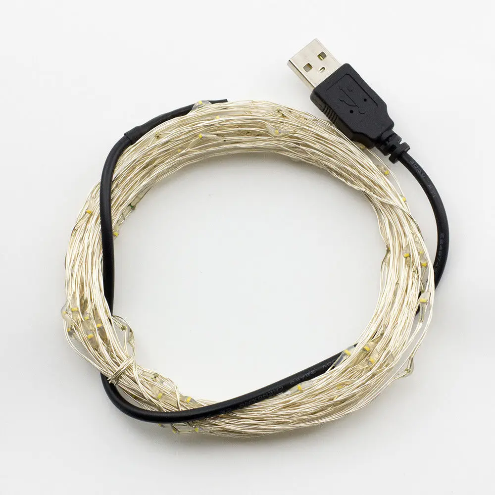 Интерфейс USB медный провод 10 м 100Led строка открытый домашнего освещения гирлянды