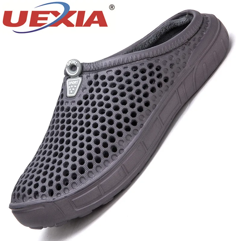 UEXIA/новые хлопковые тапочки мужская обувь зимние теплые мягкие домашние с