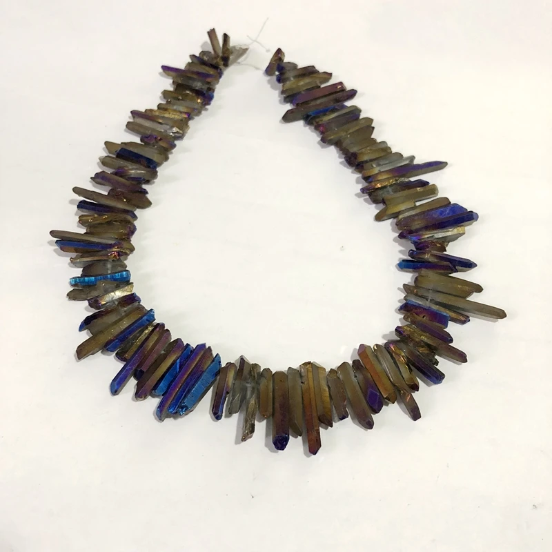 Titanium Coatting Aura Quartz Crystal Point AA Bulk Beads Raw Small Chips Points Top Drilled Spike Stick 16&quot | Украшения и