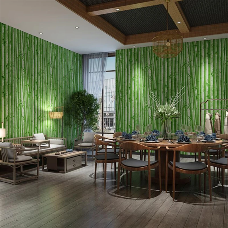 beibehang Chinese wallpaper 3d classical bamboo forest style retro dining restaurant papel de pared background | Обустройство дома