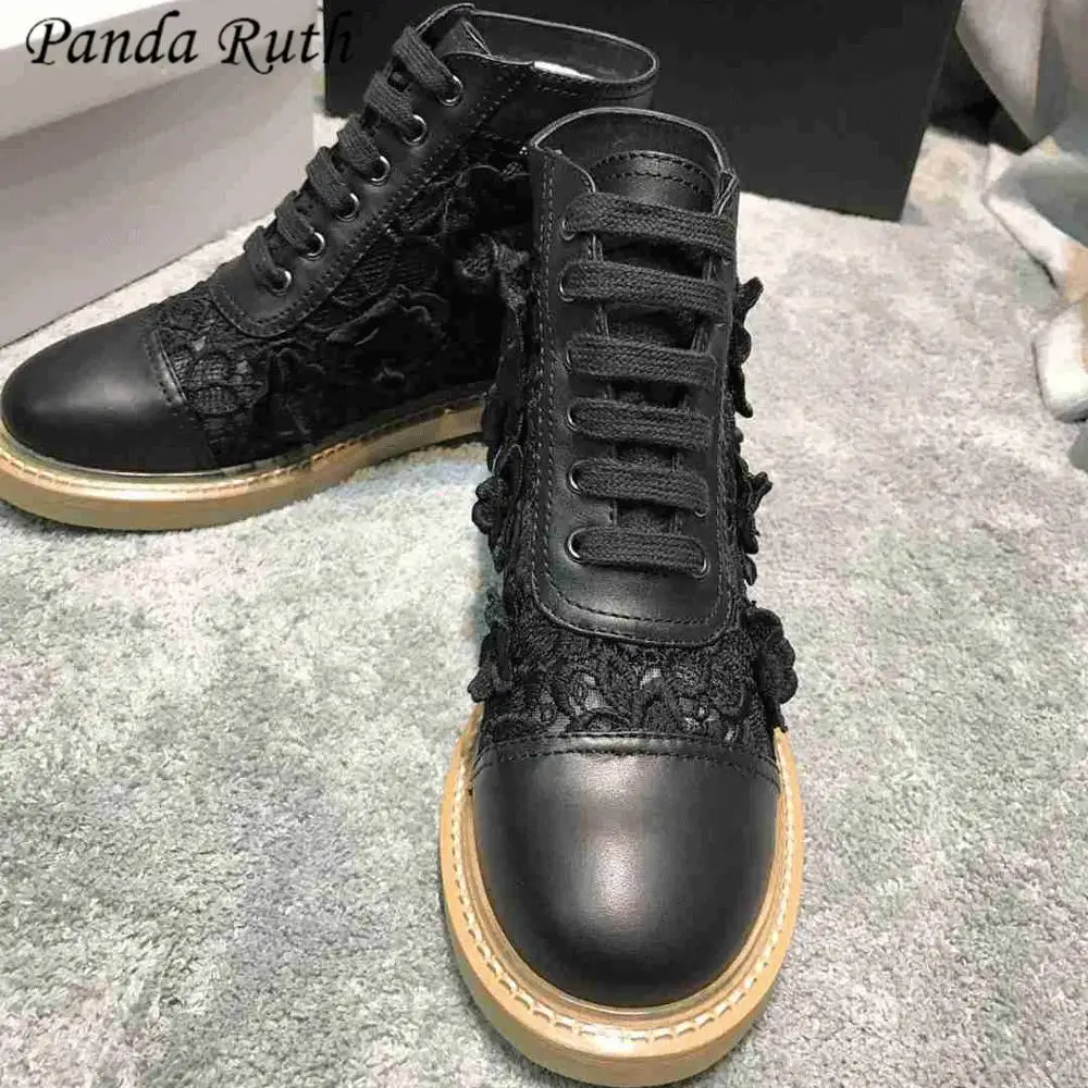 Новинка 2019 года женская обувь с пандой Модные женские ботинки из натуральной