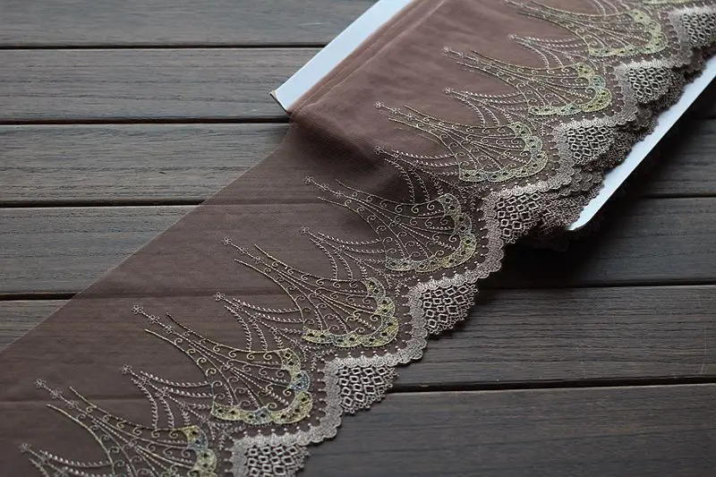 2 ярдов/партия 18 см в ширину вышитый тюль сетка с кружевной отделкой лентой ~