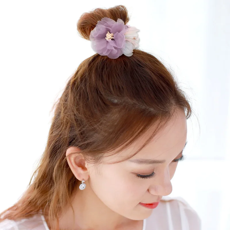 Корейская Мода Красота Милая пряжа цветок шнурок для волос бабочка голова мяч