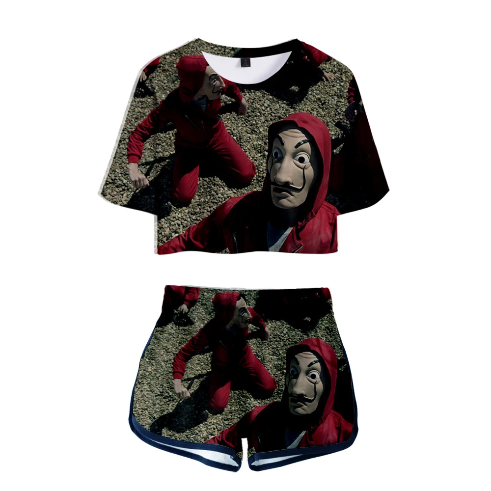 Женский комплект одежды из 2 предметов футболка и шорты в стиле хип хоп Харадзюку