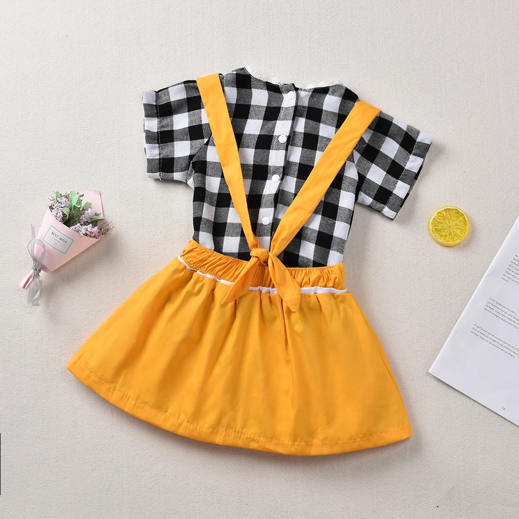 Одежда для маленьких девочек 2019 г. комплект с юбкой малышей желтая юбка на