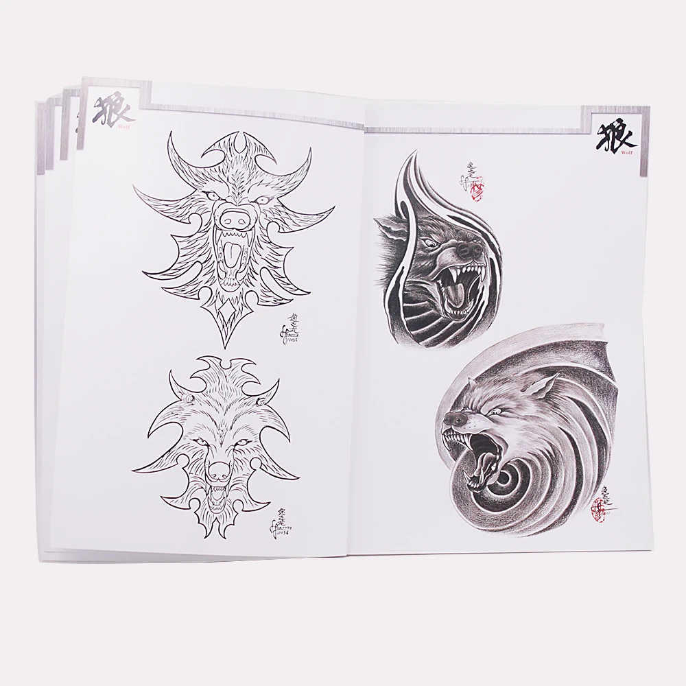 Татуировка волка 38 страниц выбранный дизайн черепа эскиз флэш книга тату