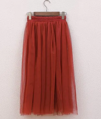 wine red Новая Сексуальная короткая мульти Цвет 3 слоя Винтаж Модные женские длинные фатиновые однотонные многослойные юбки из сетчатой ткани с коротким и широким подолом, мини-юбка, юбка-пачка, юбки ZS01 - Цвет: wine red