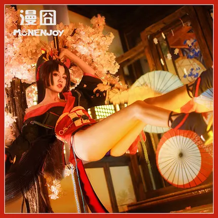 Onmyoji SSR Demon knife Girl Cosplay Costume Full Set With Kimono Jumpsuit Waist Seal Bowknot Woman Clothes Cosplayer Fans Gift |
