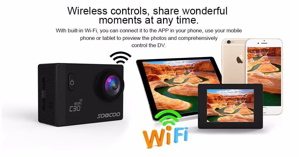 Оригинальная Экшн-камера SOOCOO C30/C30R с дистанционным управлением HD 4K WiFi 1080P 60fps 2,0 lcd 170D sport go Водонепроницаемая профессиональная камера