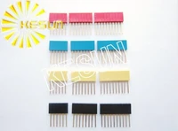 200pcs x 4pin 6pin 8pin 10pin 11mm 15mm red blue yellow orange green pc104 female pin header strip stackable header resistor