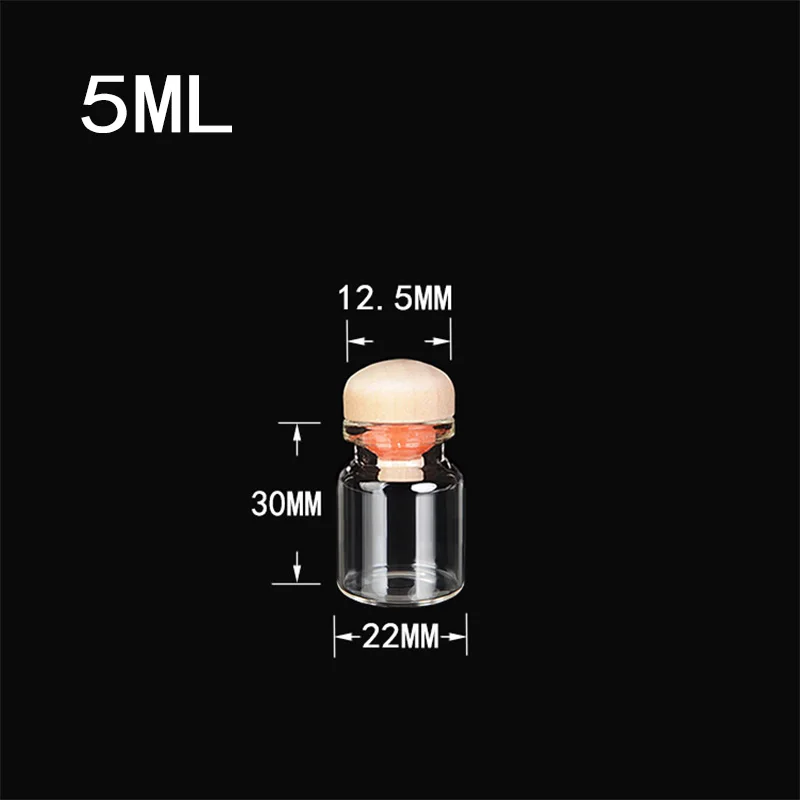 

100pcs 22x30x12.5 mm Mini Glass Bottles With Round Dome Corks DIY 5 ml Empty Decorative Cute Glass Vials Mini Jars